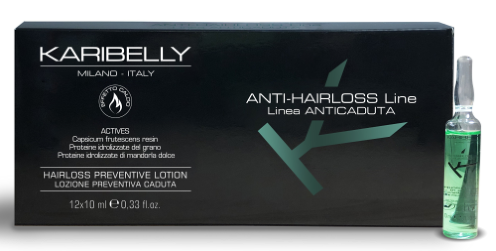 Karibelly Anticaduta Lozione ampułki lecznicze zapobiegajace wypadaniu włosów z efektem chłodzącym, ampułka 12x10 ml
