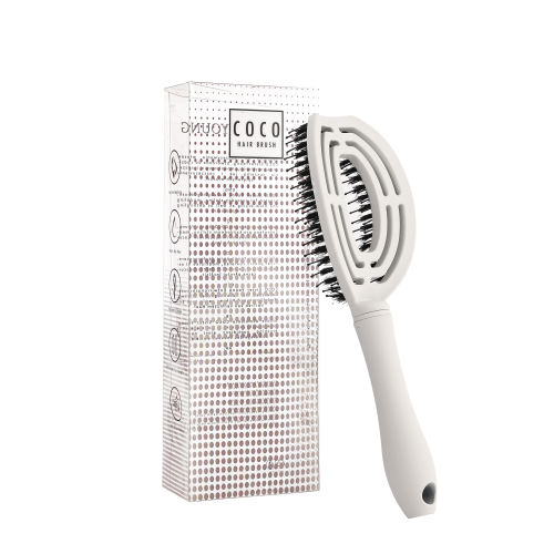 Sister Young COCO White – szczotka do włosów z włosiem dzika i nylonowymi kolcami
