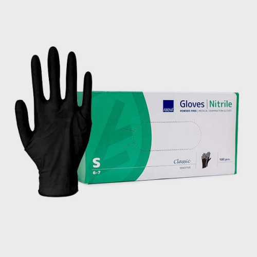 Rękawice nitrylowe bezpudrowe Abena czarne S 100szt