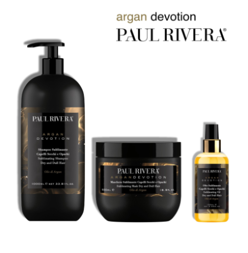 Argan Devotion Paul Rivera - kuracja sublimująca z olejkiem arganowym - zestaw startowy do włosów normalnych lub grubszych