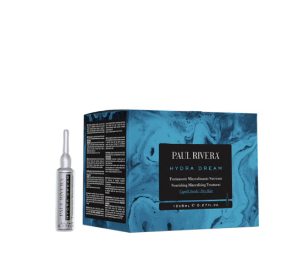 PAUL RIVERA HYDRA DREAM - Ampułki odżywcze mineralizujące intensywnie nawilżające do włosów suchych, zniszczonych zabiegami. Ampułka 12x8ml.