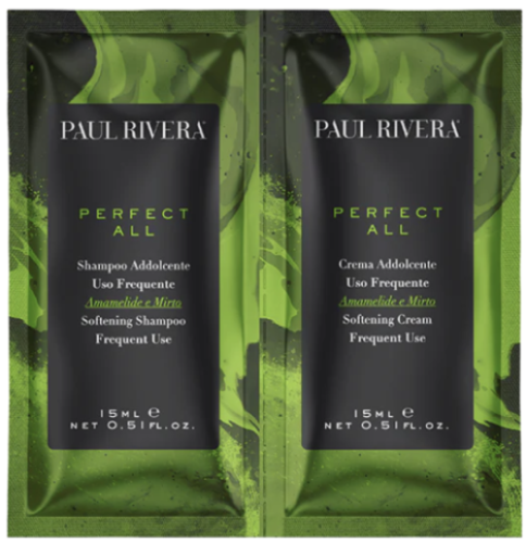 ZESTAW PAUL RIVERA PERFECT ALL SZAMPON+MASKA 2X15ML silnie zmiękczający nie obciąża włosów